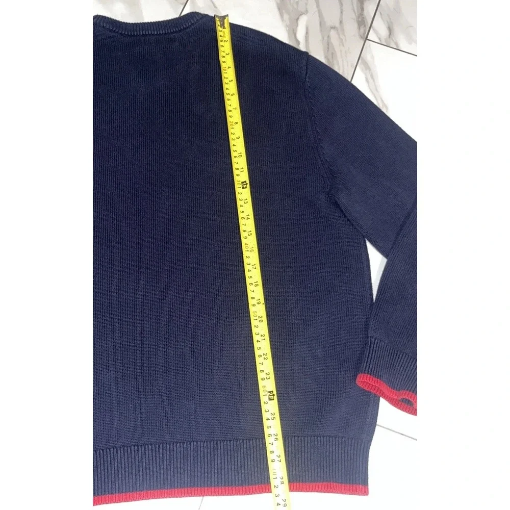 Nautical Anchor Knit Sweater Mens XL Navy Red White Yacht Club‎ Coastal Preppy